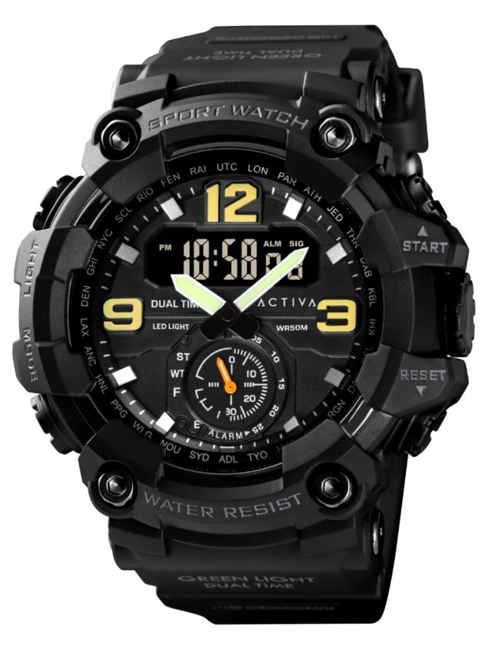 $99 Activa X Invicta BlackOps Mens Black Digital 56mm Watch NIB
